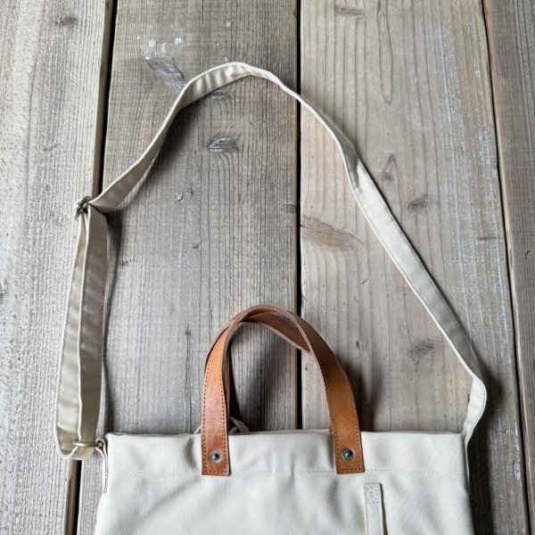 画像3: Wasabi / Leather handle tote/cream/17L