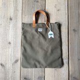 Wasabi / Leather handle tote/olive green/17L