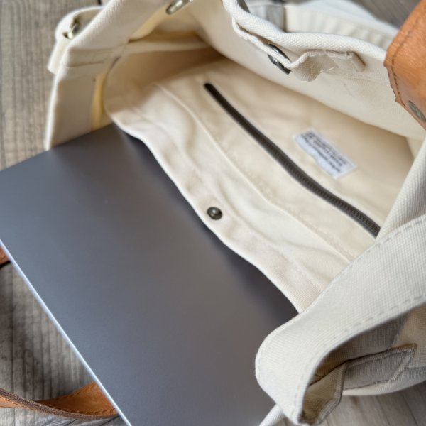 画像4: Wasabi / Leather handle tote/cream/17L
