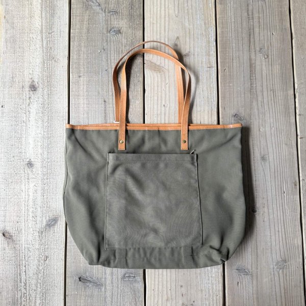 画像2: Wasabi / Leather shoulder tote/olive green/20L