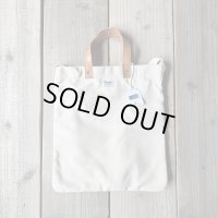 Wasabi / Leather handle tote/cream/17L